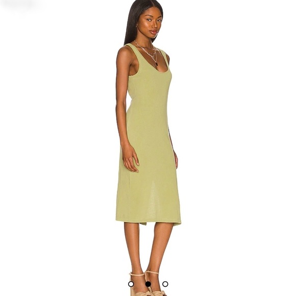 Tularosa Green The Willa Tank Dress Palm Green Shirt Midi Dress Slit NEW XS NWT - Picture 2 of 16